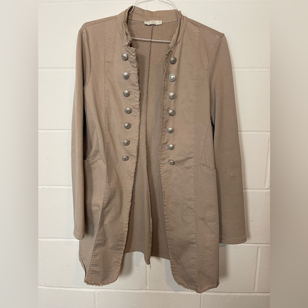 Baci Made in Italy Military Style Button Front Jacket Beige Taupe Women’s XL